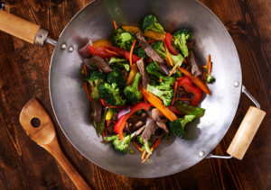 Paleo sirloin steak strips stir f