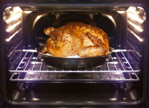 turkey is baked in oven